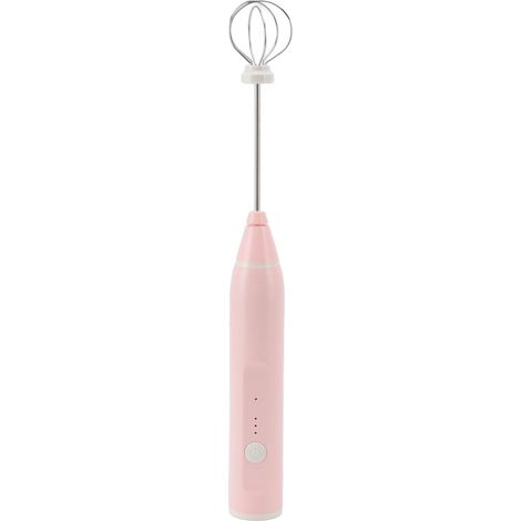 Mini batteur électrique multifonction sans fil avec 2 têtes de batteur, rose, idéal pour la maison et les cafés. (1/5)