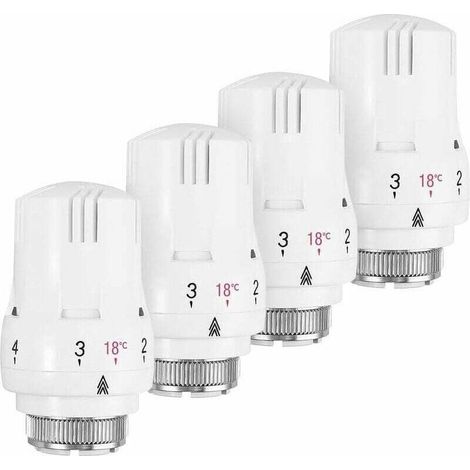 Lote de 4 cabezales termostáticos para radiador – Conexión M30 x 1.5 – 5 niveles de ajuste – Función anticongelante y sensor de líquido (1/5)