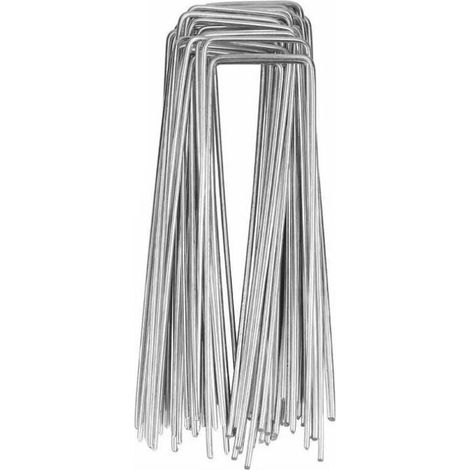 Agrafe - Acier Galvanisé 150 x 40 x 3 mm - Pour Gazon Artificiel et Filets de Désherbage - 50 Pièces