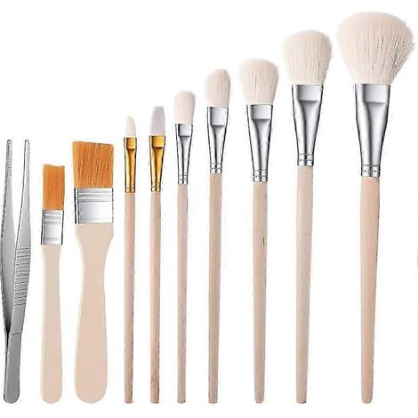 Ensemble de 9 pinceaux pour peinture acrylique, pinceau mélangeur multifonctionnel avec pince à épiler, compatible avec les applications de dorure, de gouache et de feuille d'or (fdq) (1/5)