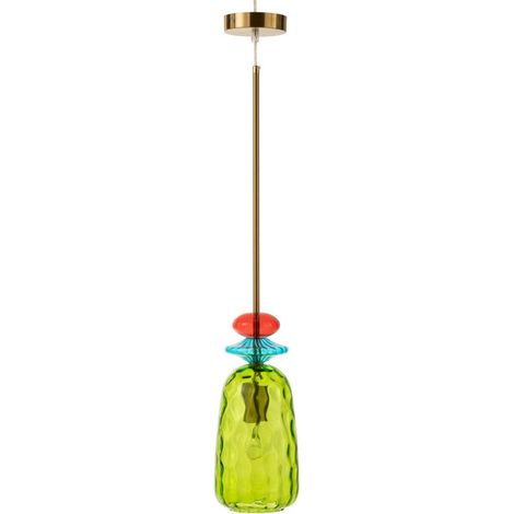 Lampe Suspension en Verre "Laurence" 160cm Vert (1/4)