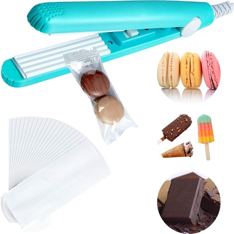 Scelleuse À Chaleur Portative - Mini Scelleuse Manuelle Pour Sachets Alimentaires - Adaptée À La Maison Et À L'Artisanat - 100 Sachets Cellophane Inclus
