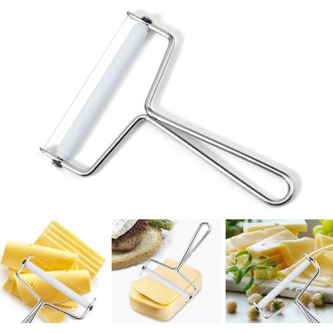 Coupe-fromage en fil inox avec manche plastique, outil de découpe pour fromages mous, semi-durs et durs, ustensile de cuisine pratique.