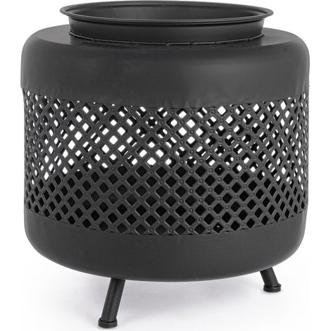 Gartenfeuer "Efesto" mit Funkenschutz aus lackiertem Stahl und mit moderner Dekoration Ø 50 X h 51 cm