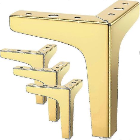 Z 2025 Un ensemble de 4 pieds de meubles, capables de supporter jusqu'à 800 kg, pieds de table triangulaires en métal de 10 cm, pieds de meubles de style épingle à cheveux, adaptés aux armoires, or. (1/5)