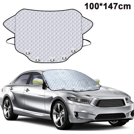 Windschutzscheibenabdeckung – 4-lagige Aluminiumfolie – Doppelmagnetbefestigung – Für Pkw und SUVs – 142 x 106 cm oder 147 x 116 cm – 1 Stück (1/5)