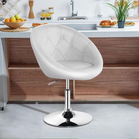 Confort Ergonomique Fauteuil Pivotant de Coiffeuse Hauteur Réglable 41-55cm pour Bureau Dressing Blanc (1/5)