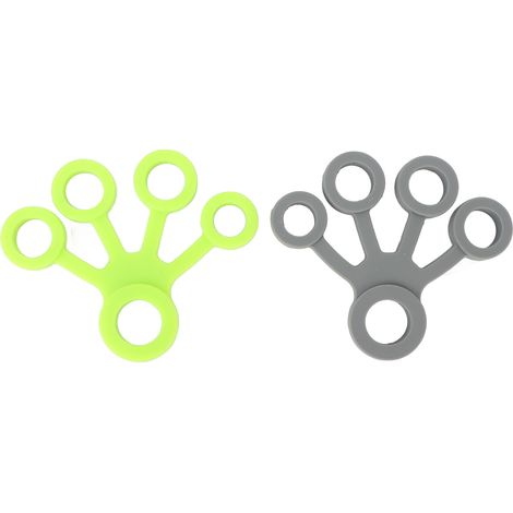 Lot de 2 Extenseurs de Doigts en Silicone Portable Haute Élasticité Bande à Cinq Doigts pour Guitariste Vert Gris 4kg (1/5)