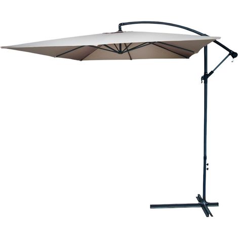 Ombrellone a braccio beige 3x3 mt. quadro con struttura in metallo con manovella