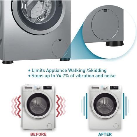 Pieds Antivibrations en Caoutchouc pour Machine à Laver et Sèche-Linge – Protection Sol Anti-Glisse et Absorption des Chocs (1/5)