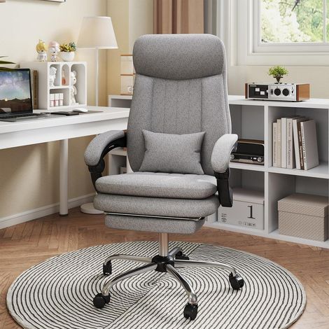 Ergonomischer Bürostuhl mit hoher Rückenlehne und Fußstütze, Grau (1/5)