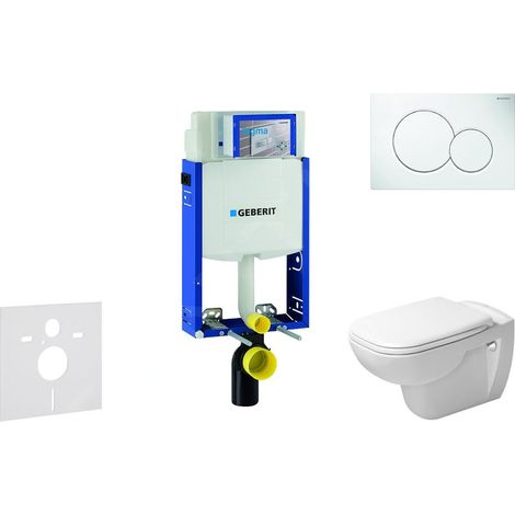 Geberit Kombifix - Ensemble bâti-support, cuvette de toilette et siège D-Code, Rimless, SoftClose, plaque Sigma01, blanc alpin (1/5)