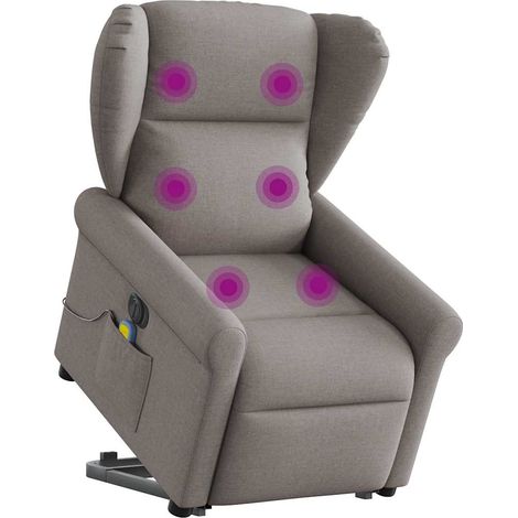 Elektrischer Massagesessel mit Aufstehhilfe Taupe Stoff