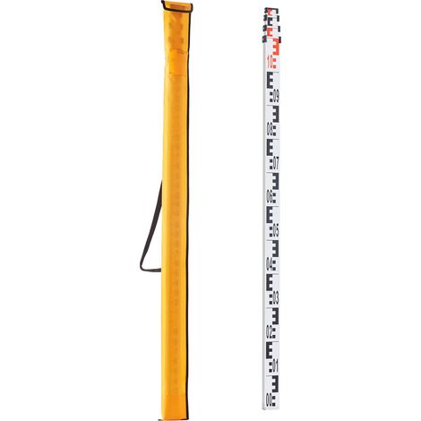 Mire de nivellement télescopique 4 m, règle de mesure aluminium double face cm/mm, canne de nivellement avec niveau à bulle et sac de transport pour mesurer maisons, murs, sols (1/5)