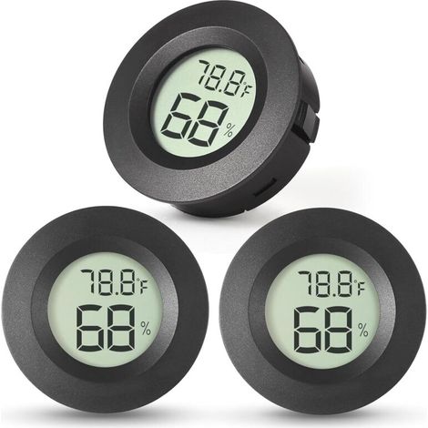 Lot de 3 mini hygromètres et thermomètres d'intérieur et d'extérieur pour maison, bureau, reptiles, voiture, serre (1/4)