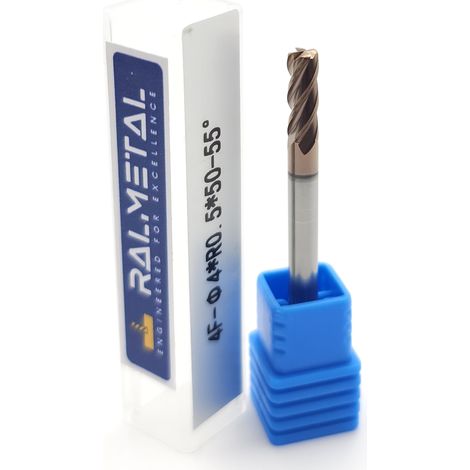 Fresa radiale in metallo duro integrale 4 x R0.5 x 4D x 50 mm 55 HRC (1/3)