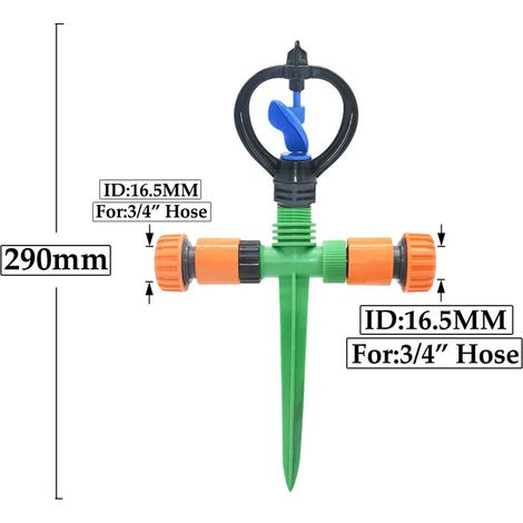 (F) Arroseur de jardin rotatif à 360° avec buse de diffusion à filetage mâle 1/2" et support (1/5)