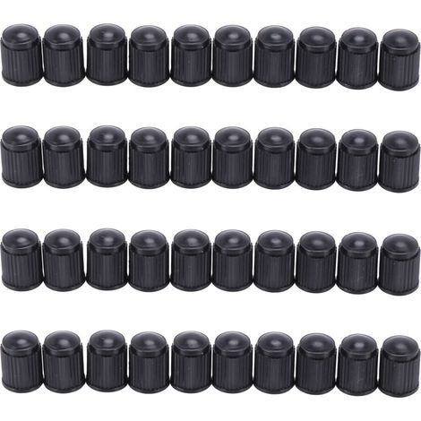 Adecuado para 40 protectores de vástago de válvula de plástico, aplicable a cámaras de aire de bicicletas, motocicletas, automóviles, camiones, etc., color negro.