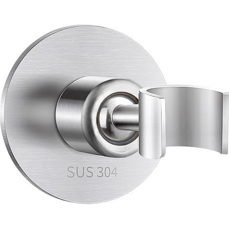 No-drill shower head holder, 304 stainless steel shower head holder, 360° adjustable (silver) (1/5)