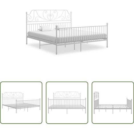 Cadre de lit - Cadre de lit sans matelas blanc métal 180x200 cm (1/5)