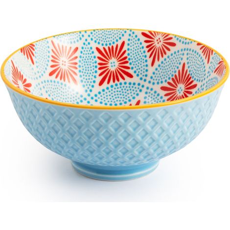Mikasa blue mosaic stoneware nibble bowl, patterned dip bowl for dining, multi-purpose serving dish, 12cm