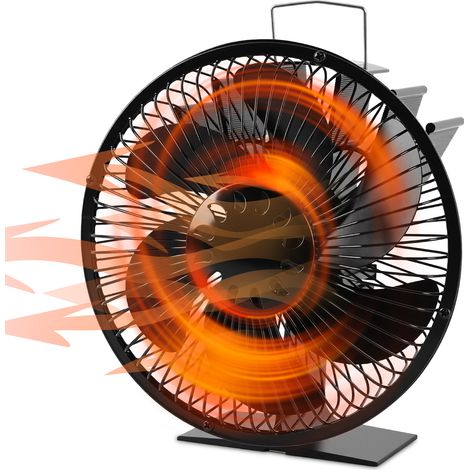 TolleTour Ventilateur pour poêle et cheminée rond à 6 pales, grille de protection, fonctionnement silencieux, avec thermomètre magnétique (1/5)