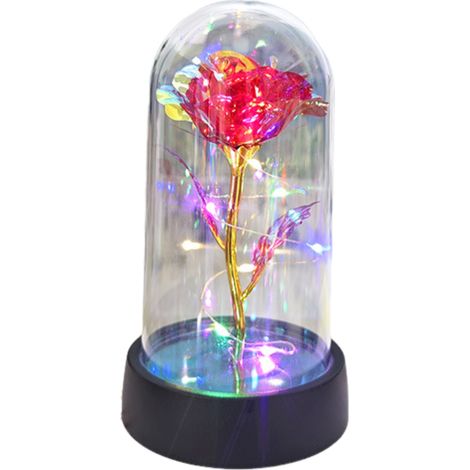 Weihnachtsgeschenkset „Ewige Rose“, Nachtlicht „Ewige Blume“ mit Acryldeckel (Rote Laternen, geeignet für Frauen, Geburtstage und Muttertag)