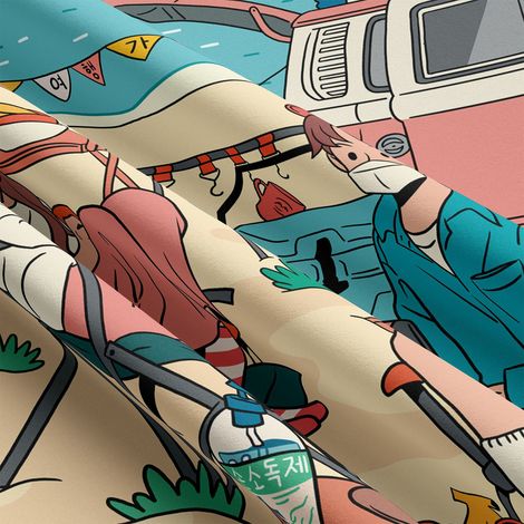 Fond de camping style Instagram, tenture murale de camping, tissu décoratif esthétique pour l'extérieur, camping 1 130x150cm (option bouton pour cheveux courts) (1/5)