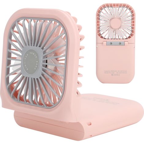 Ventilateur de cou portable et pliable, mini, 3 vitesses réglables, chargement USB, silencieux, pour la maison, le bureau et l'extérieur (rose)