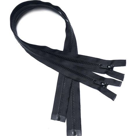 Lot de 2 fermetures éclair - En plastique - 5 mm - Séparables - Pour vestes - Noir (45 cm, 17,7 pouces) (1/5)