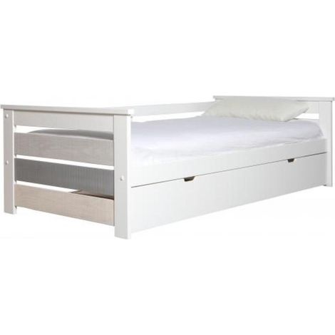 Cama nido modelo Amor para dormitorio juvenil acabado en tonos grises-blanco, 105 cm (Ancho) 198cm (Fondo) 62 cm (Alto (1/5)