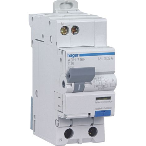 Hager – Disjoncteur différentiel 16A 30mA type A/HI – Bipolaire 3kA – Bornes à vis pour installation rapide – Tension 240V