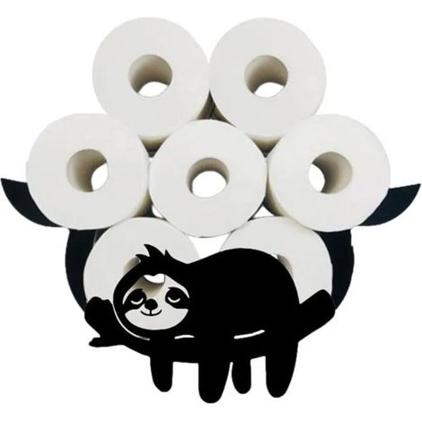 Portarotolo carta igienica Lazy - Non necessita di foratura - Portarotolo carta igienica - Nero - Arredo bagno - Contenitore a parete
