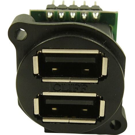 Double prise USB de forme XLR Cliff CP30090 embase femelle, verticale XLR-USB2x2 Contenu: 1 pc(s) (1/3)