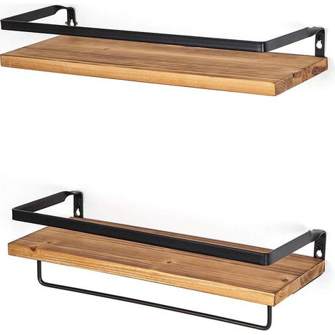 Sollbry Toalleros de baño, 2 estantes flotantes, especiero, estante para champú con toallero, estante para baño, accesorios de cocina (tamaño: 42 x 14,8 x 7,5 cm) (1/3)