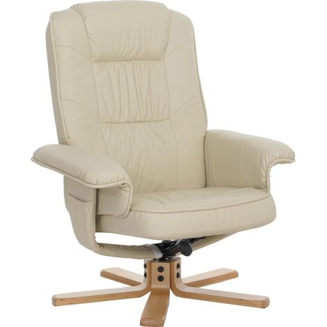 [NON UTILIZZATO] Poltrona relax reclinabile girevole M56 ecopelle senza poggiapiedi avorio (1/5)