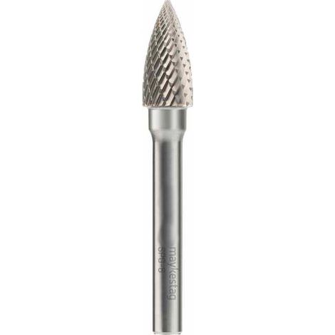 Fraise Rotative HM Tige Cylindrique Forme Arc à Pointe Effilée - Fontes, Aciers D. 3 x Lt. 38 x Lu. 12 x Q. 3 mm - Diamwood