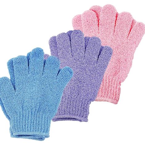 Gant Exfoliant - Gant De Bain Double Face - Pour Corps Et Visage - 18 x 13 cm - 3 Paires