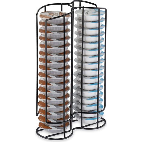 Relaxdays Portacápsulas Compatible con Tassimo, 32 Cápsulas, Soporte Monodosis Café Metal, 29 x 18 x 8,5 cm, Negro