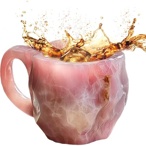 Eleganter Mineralkristallbecher, 300 g, dekorativer Becher mit Henkel (1/5)