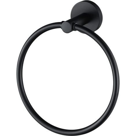 1pc Acier Inoxydable Serviette Anneau Moderne Minimaliste Salle de Bain Pendentif Mural Noir (1/5)