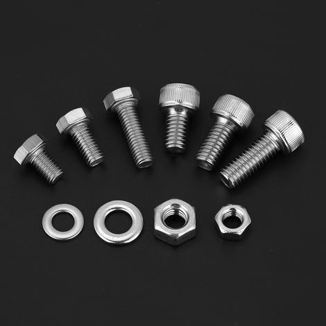Kit de 170 vis à tête hexagonale creuse M5/M6 en acier inoxydable avec rondelles et écrous (1/5)