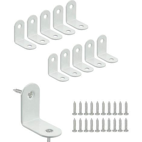 10 pièces équerre fixation 32x32mm, angle 90°, métal durable, blanc pour meubles en bois. (1/5)