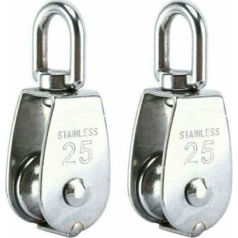 Poulie de Levage, Poulie Simple en Acier Inoxydable 304 Poulie Simple M25 Charge 150kg, Lot de 2 (1/4)