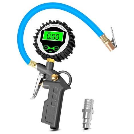 Jauge de Pression de Pneu Numérique avec Rétroéclairage LCD Écran, 255 PSI Numérique Manomètre Pneu Pistolet Gonflage de Pneu pour Voiture Moto Vélo (1/5)