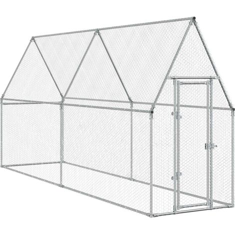 Maison Exclusive - Gabbia per Polli Argento 400x100x190 cm in Acciaio Zincato (1/5)
