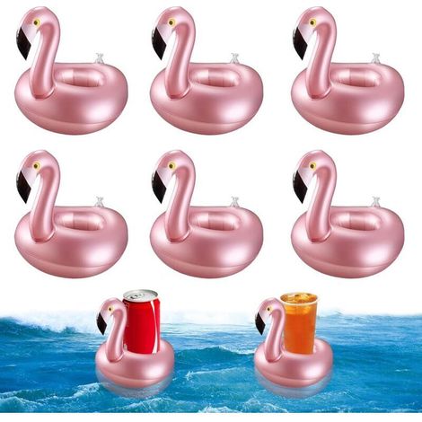 Lot de 6 porte-bouteilles gonflables flottants pour animaux aquatiques et fêtes de piscine, idéal pour les fêtes de famille, le camping et les activités de plein air (1/4)