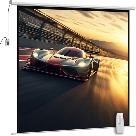 Schermo di proiezione motorizzato salotto 213 x 213 cm alta definizione 4k oscurante senza pieghe contemporaneo in plastica bianca 210000027