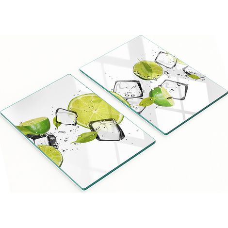 Küchenschneidebretter aus Glas mit Limetteneis-Motiv, 2 x 40 x 52 cm (1/5)
