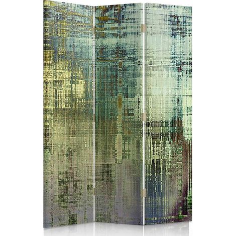 Paravent Imaginaire Vert Avec Abstraction à Trois Volets - 110 x 180 cm - 1 face déco, 1 face noir (1/5)